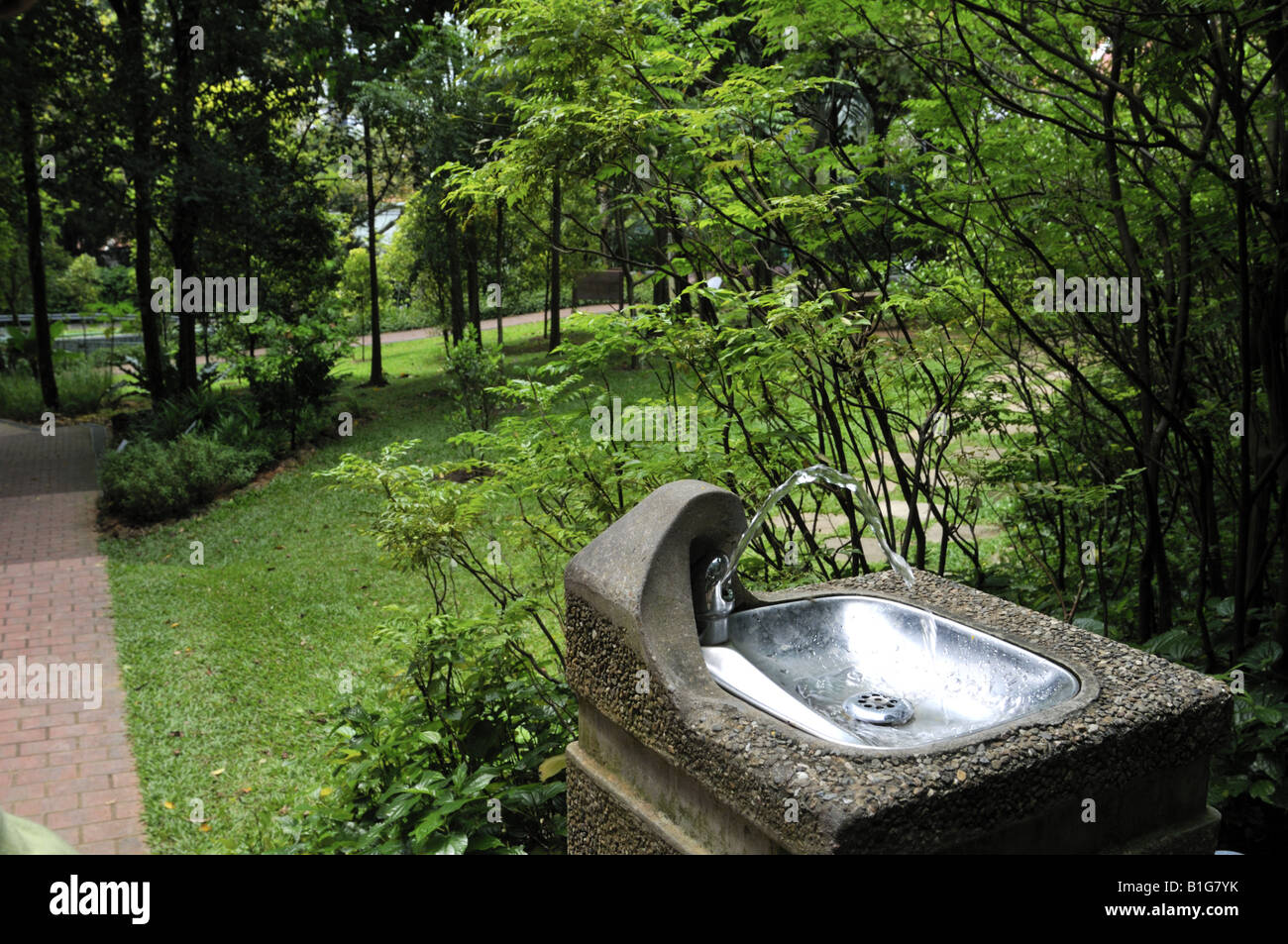 Fontaine publique de Fort Canning Park, à Singapour. Banque D'Images