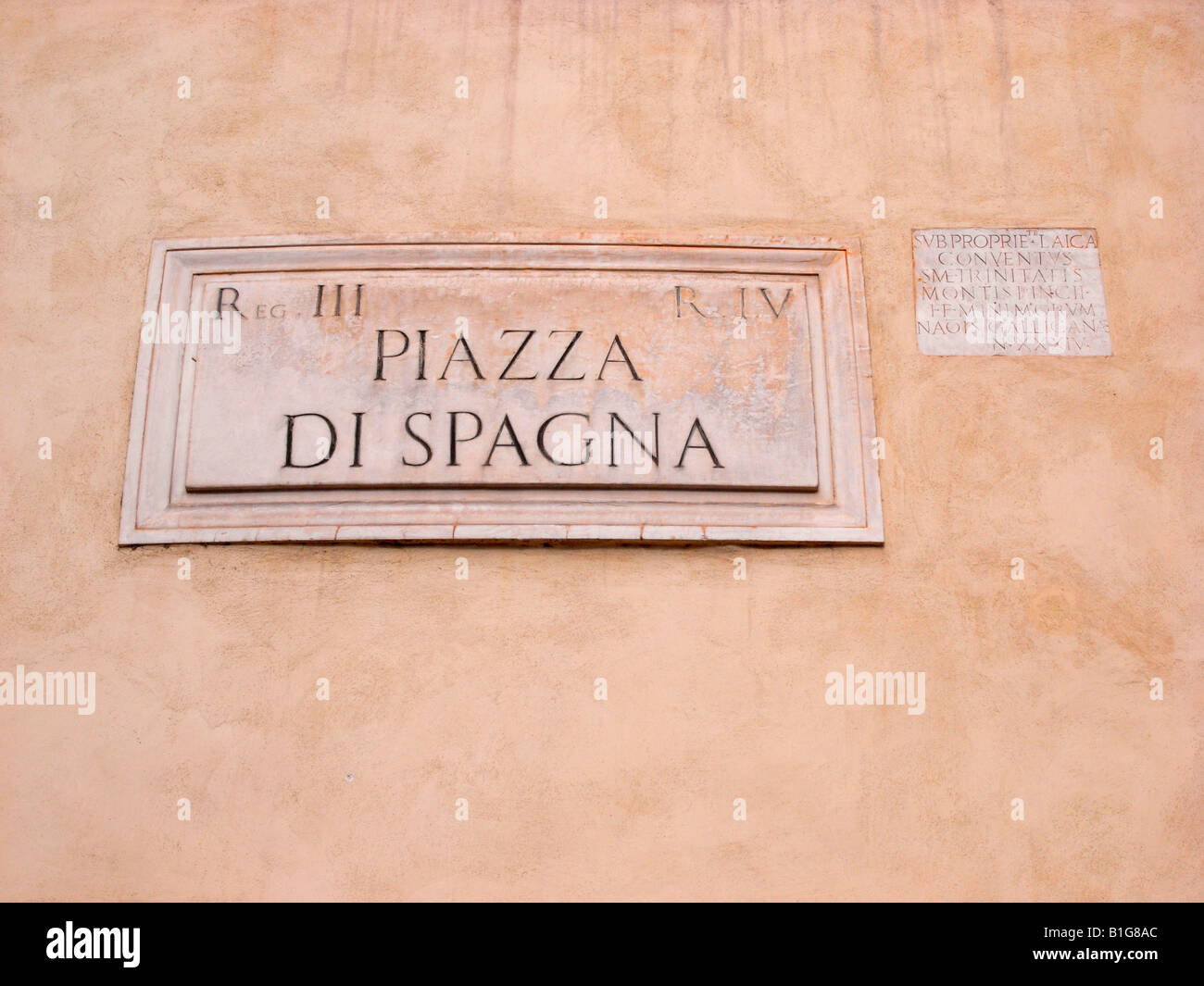 Piazza di Spagna Rome Italie signe Banque D'Images