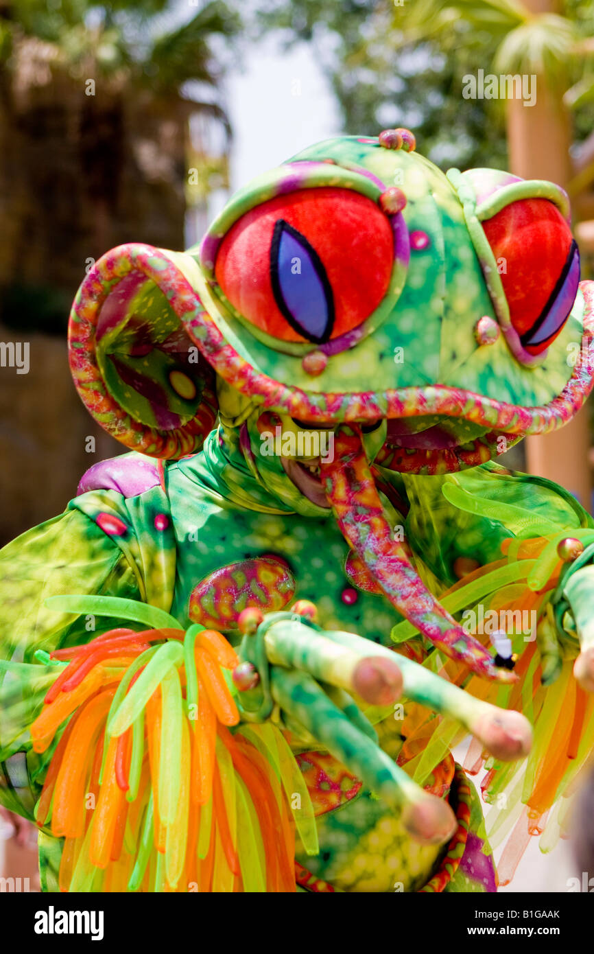 Résumé coloré complexes dans le Costume Grenouille Section Jungala de Busch Gardens Florida USA Banque D'Images