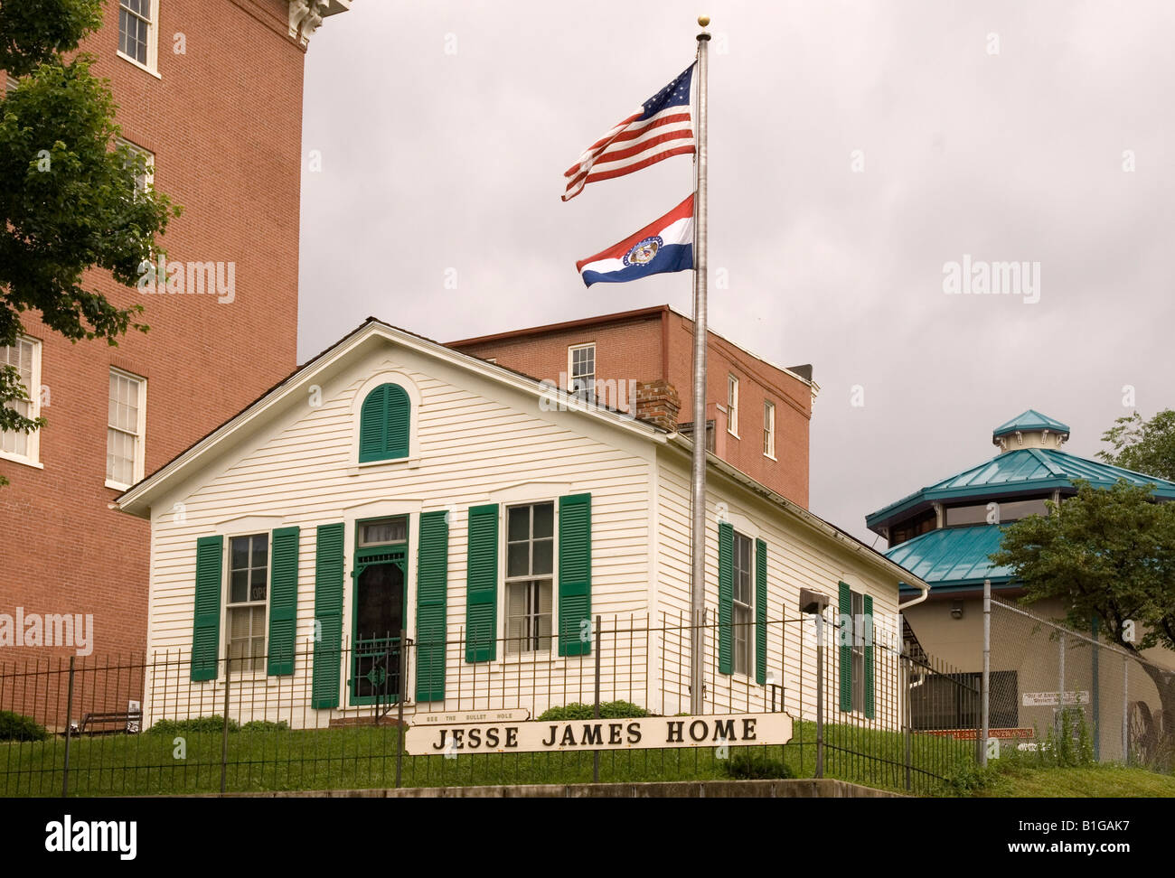 Jesse James Home and Death Spot site historique à équipé Joseph, Missouri, USA. Banque D'Images