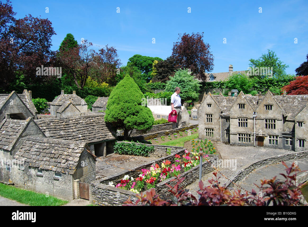 Le village modèle, Rissington Road, Bourton-on-the-water, Cotswolds, Gloucestershire, Angleterre, Royaume-Uni Banque D'Images