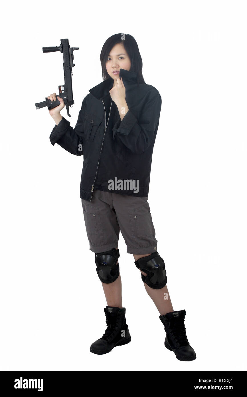 Fille femme gun killer assassin tuer swat sas joint marine force spéciale swat sas protéger le joint marine force spéciale protéger ghost en t Banque D'Images