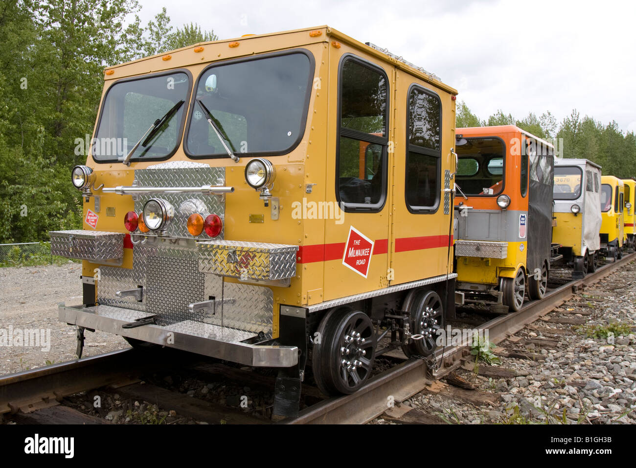 Speeders fonctionnant à l'essence à la Station de Train Talkeetna, Alaska, USA. Banque D'Images