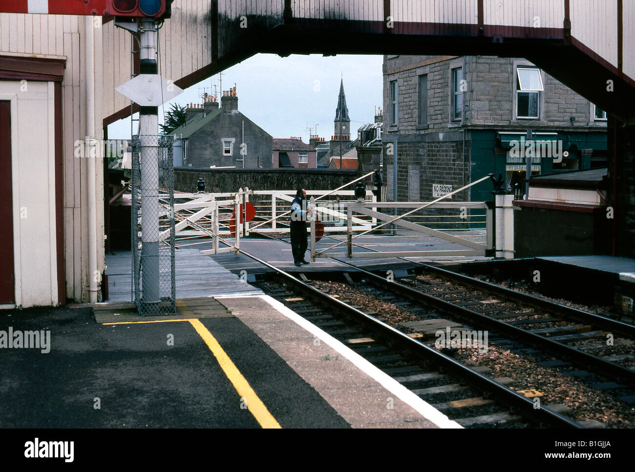 Passage à niveau habité, Broughty Ferry, Dundee, Angus, Scotland, 1991 Banque D'Images