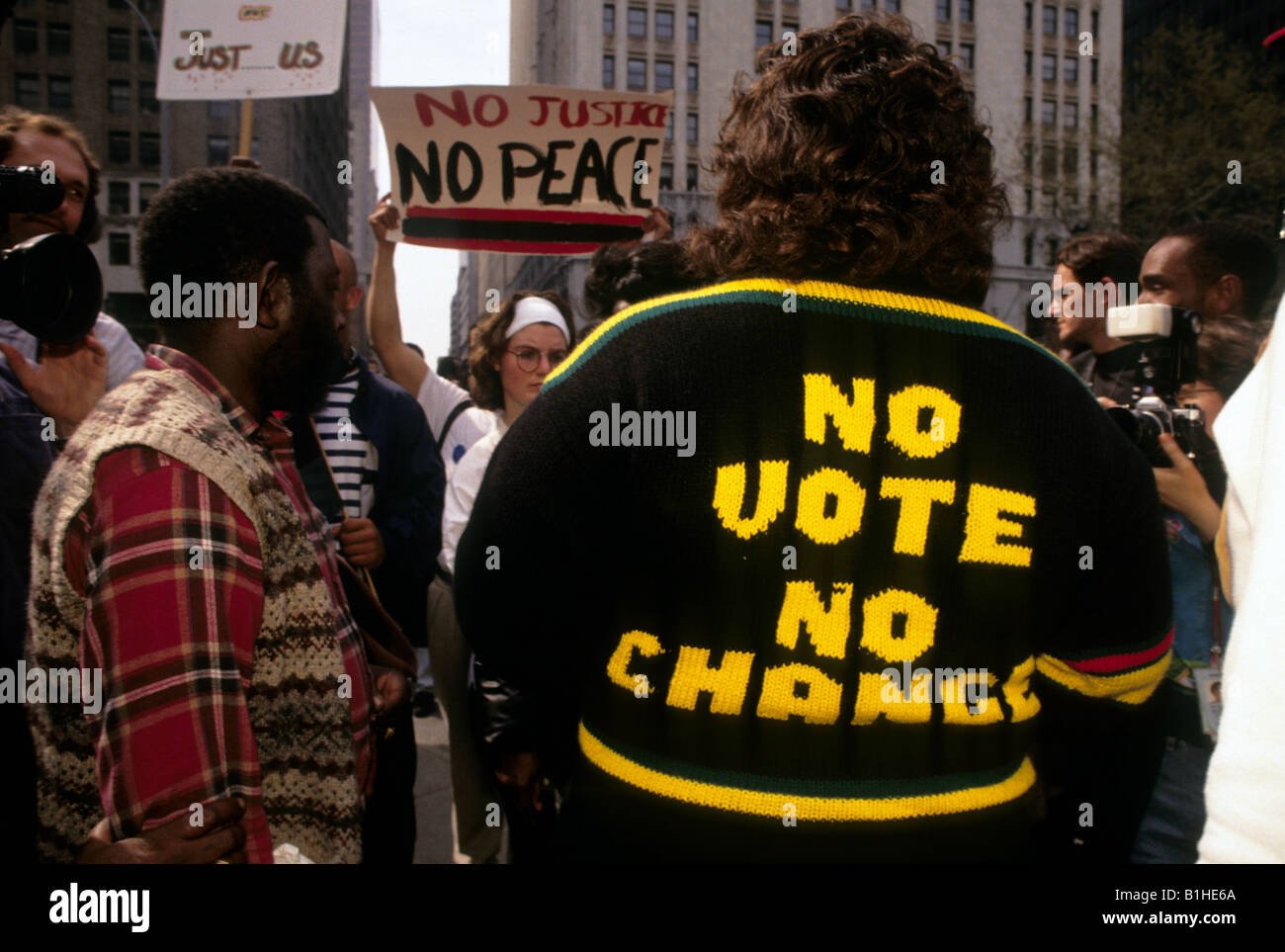 Le révérend Al Sharpton dans son sénateur Sharpton sweater qui lit pas de vote sans changement pendant sa course pour nous Sénat Banque D'Images