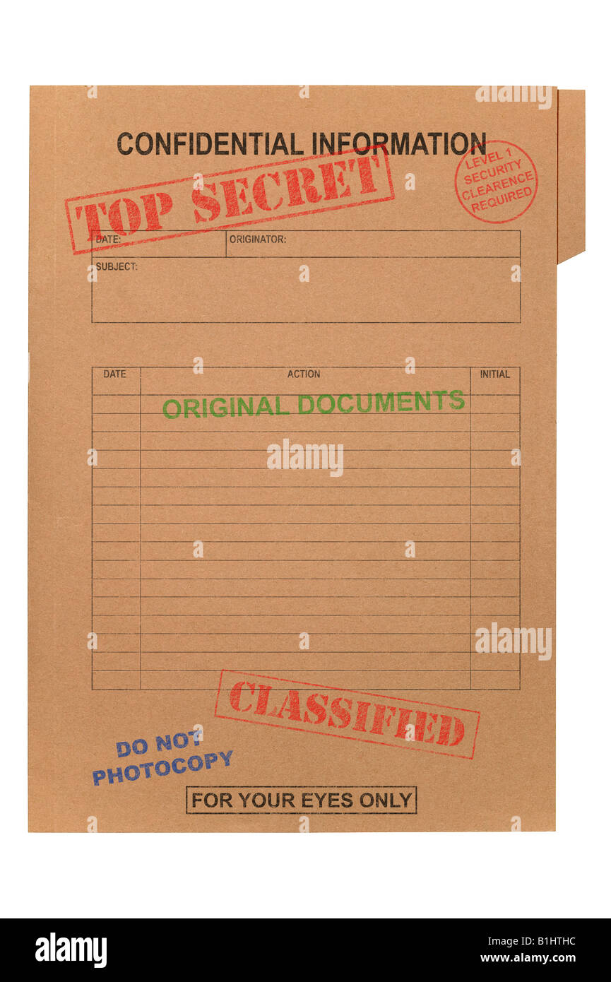 Un fichier de manille avec divers timbres de sécurité sur elle isolated on white with clipping path Banque D'Images