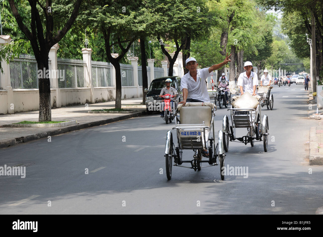 Vélos-pousse Ho Chi MInh City Vietnam Banque D'Images