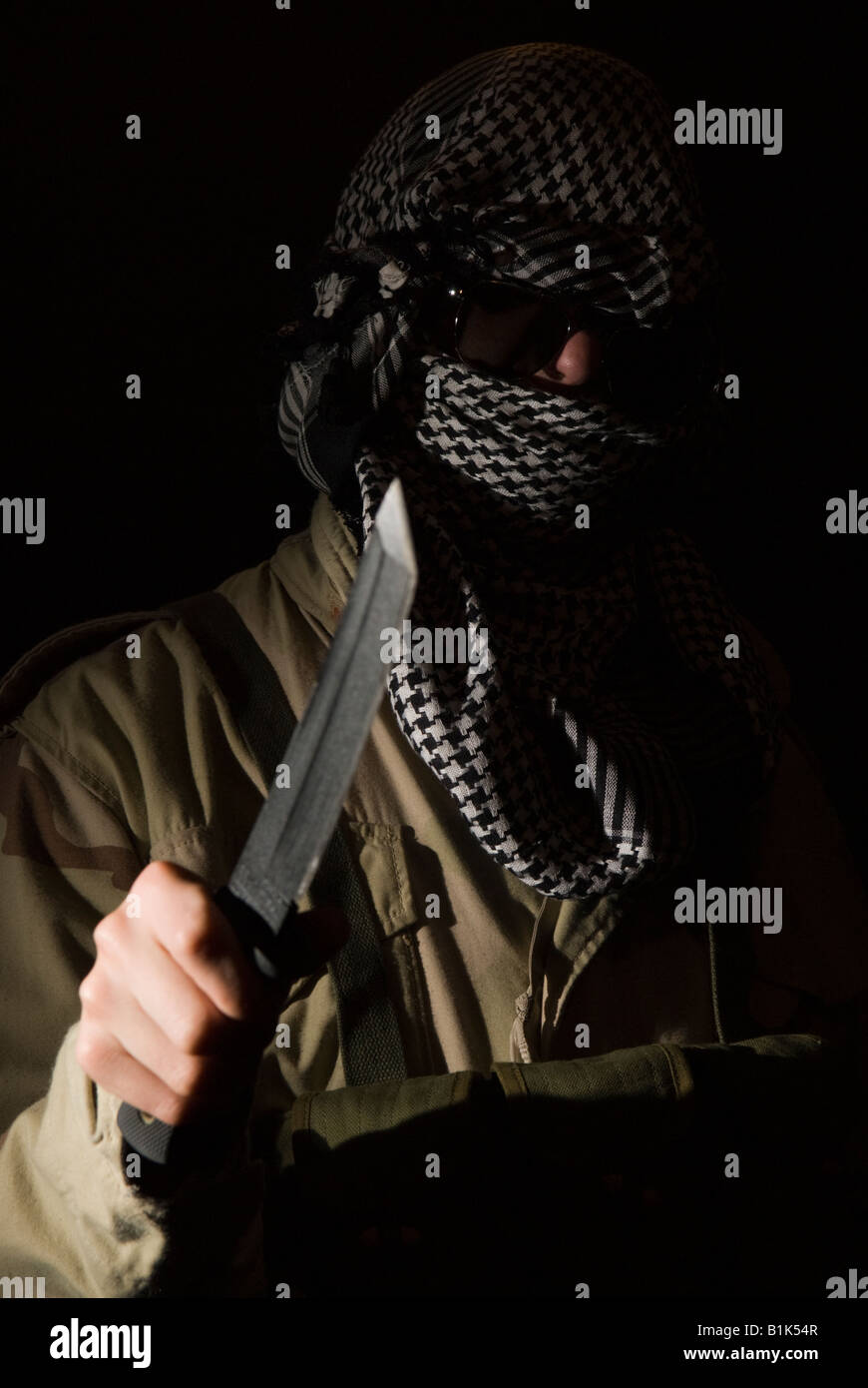 Couteau avec terroriste Banque D'Images