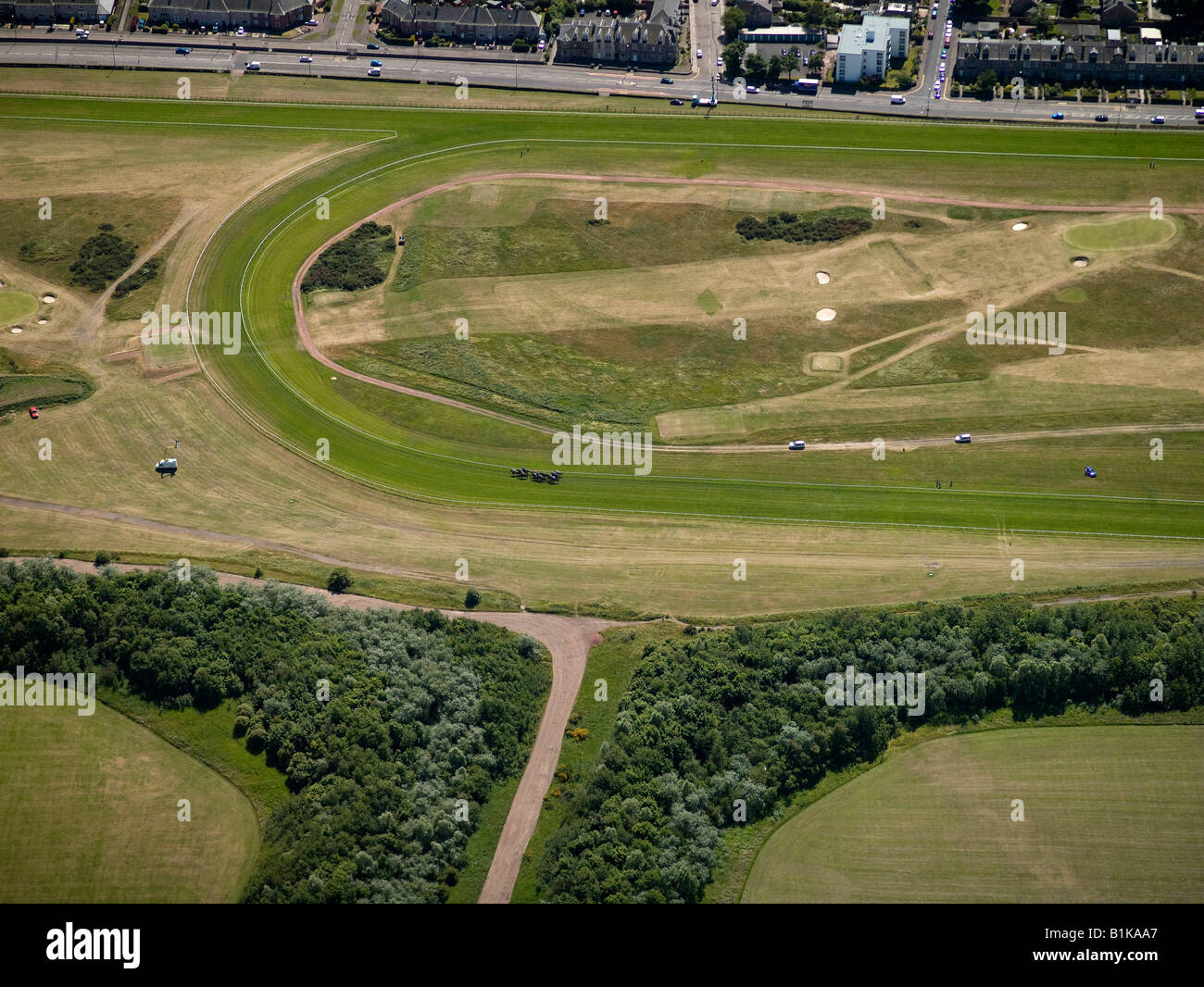 Course de chevaux à l'Hippodrome de Musselburgh, Lothian, Ecosse Banque D'Images