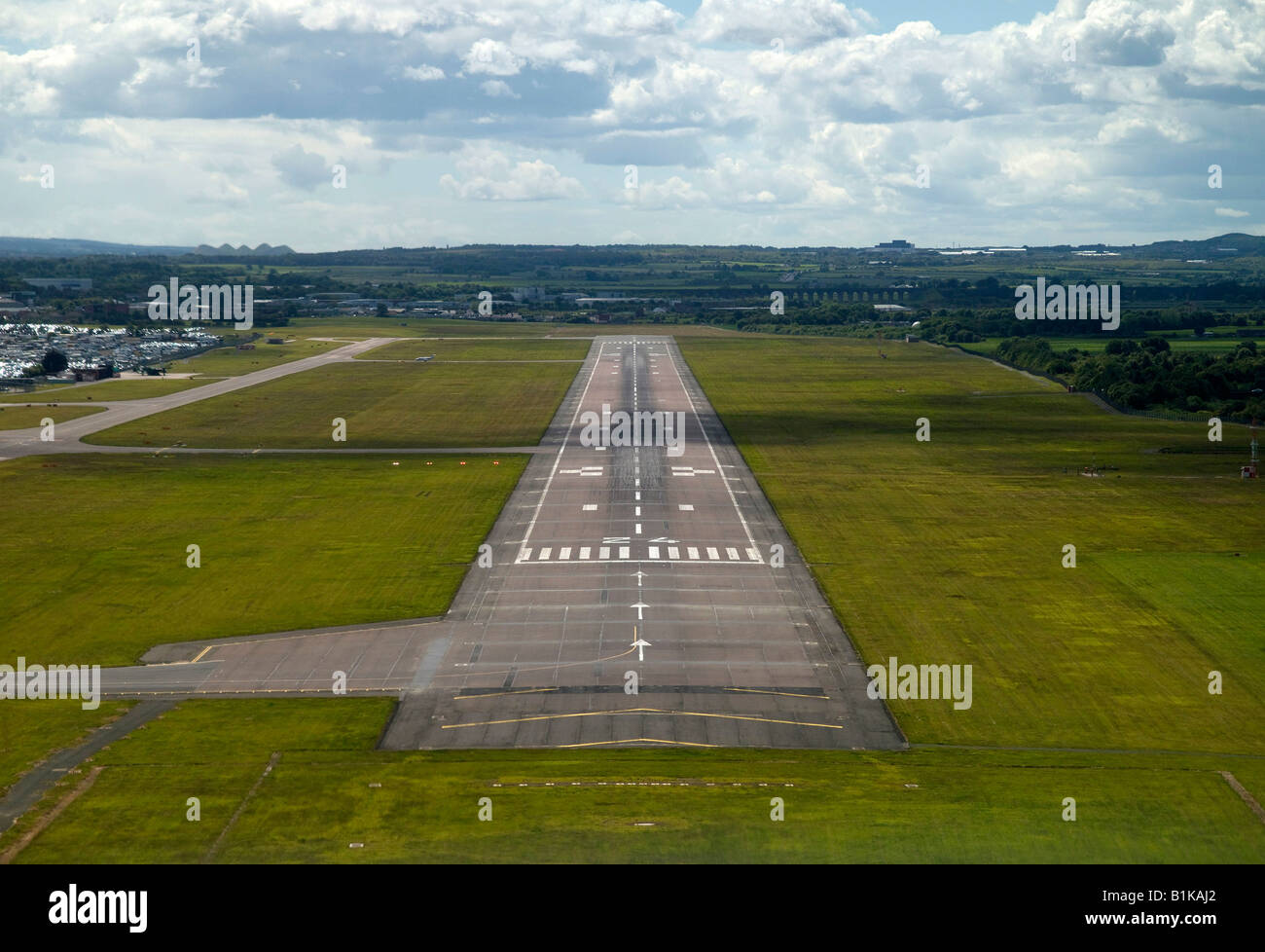 La piste de l'aéroport d'Édimbourg, les pilotes Eye View, Édimbourg, Écosse Banque D'Images