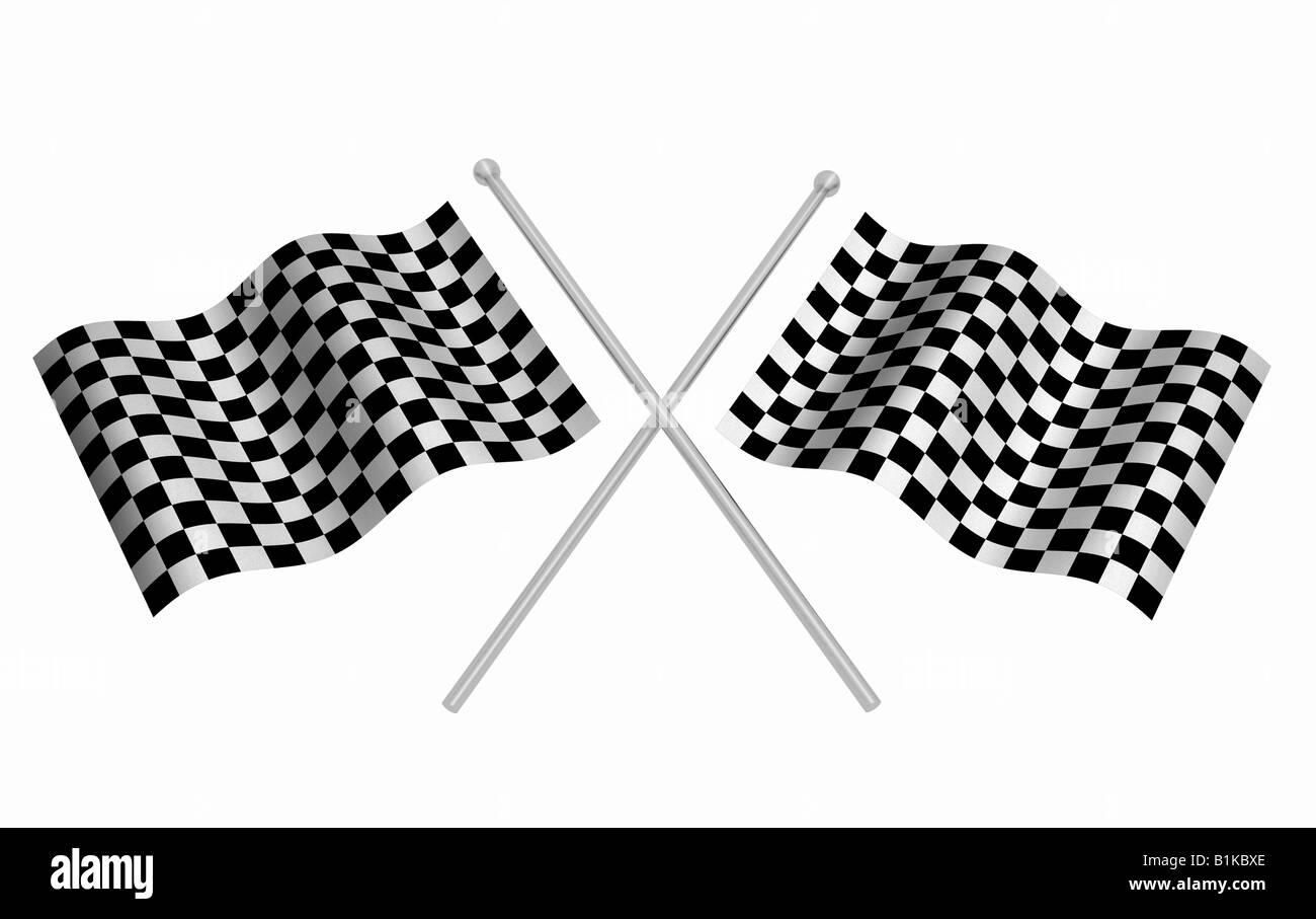 3D render of checkered flags Banque D'Images