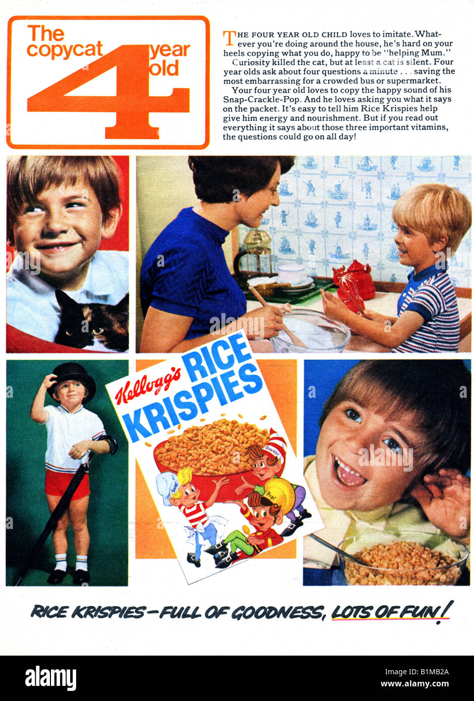 1970 Annonce de la part des Rice Krispies céréales petit déjeuner pour un usage éditorial uniquement Banque D'Images