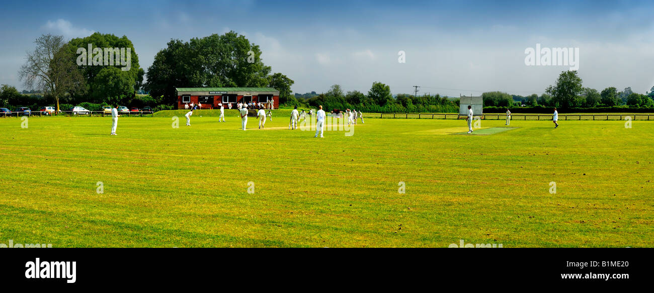 Terrain de cricket et pavillion Banque D'Images