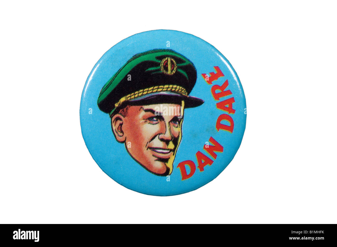 Dan Dare Pin's Badge à partir de la bande dessinée de science-fiction britannique classique hero qui a paru dans la bande dessinée en 1950 Eagle Banque D'Images