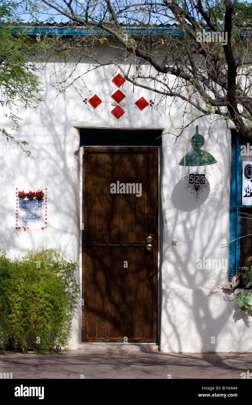 Porte d'entrée de maison à Tucson Arizona quartier Barrio Banque D'Images
