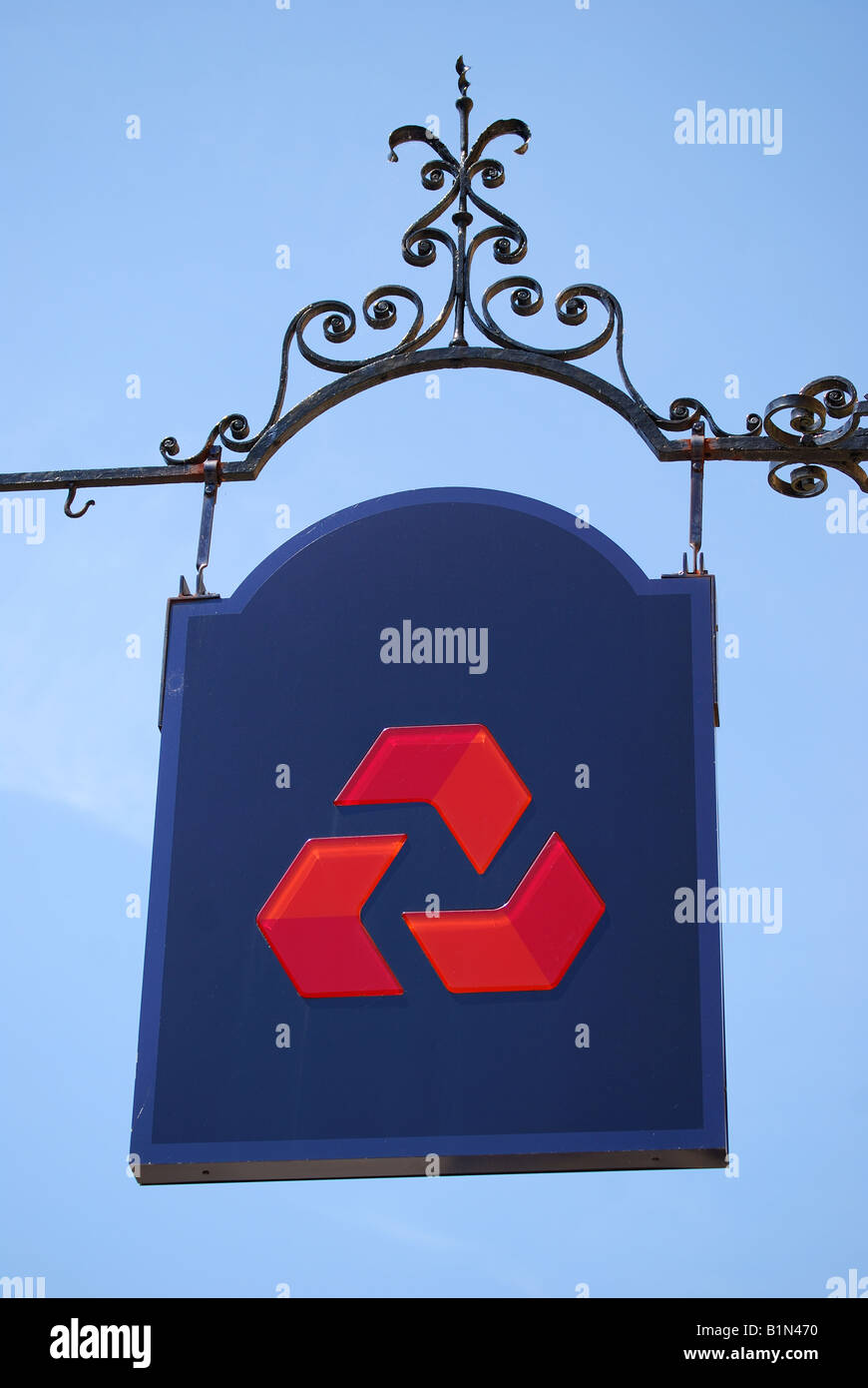 Signe de la banque NatWest, Market Place, Woodstock, Oxfordshire, Angleterre, Royaume-Uni Banque D'Images