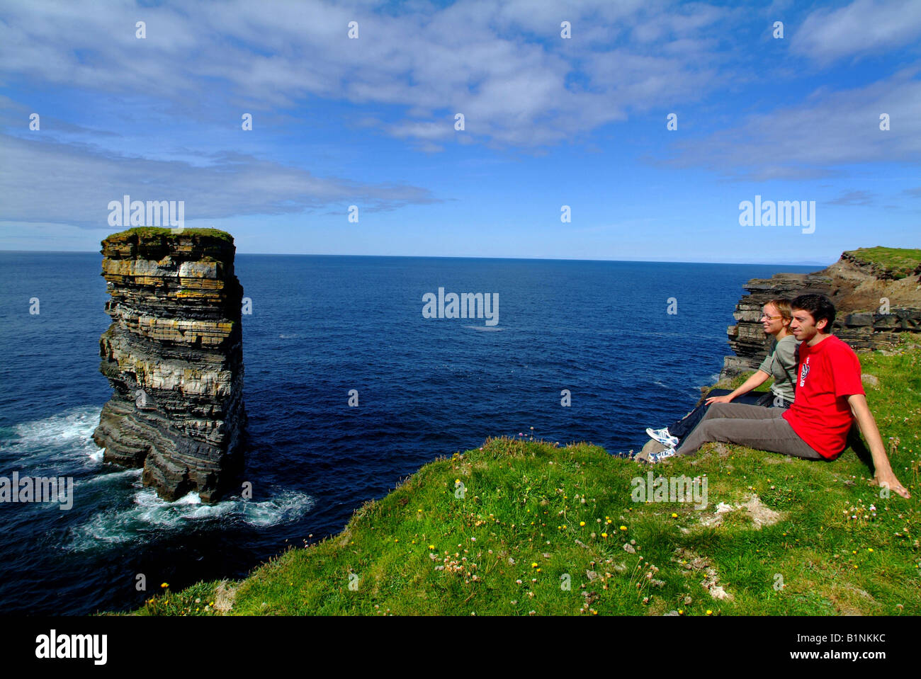 Pile la mer,Downpatrick Head County Mayo Irlande Banque D'Images