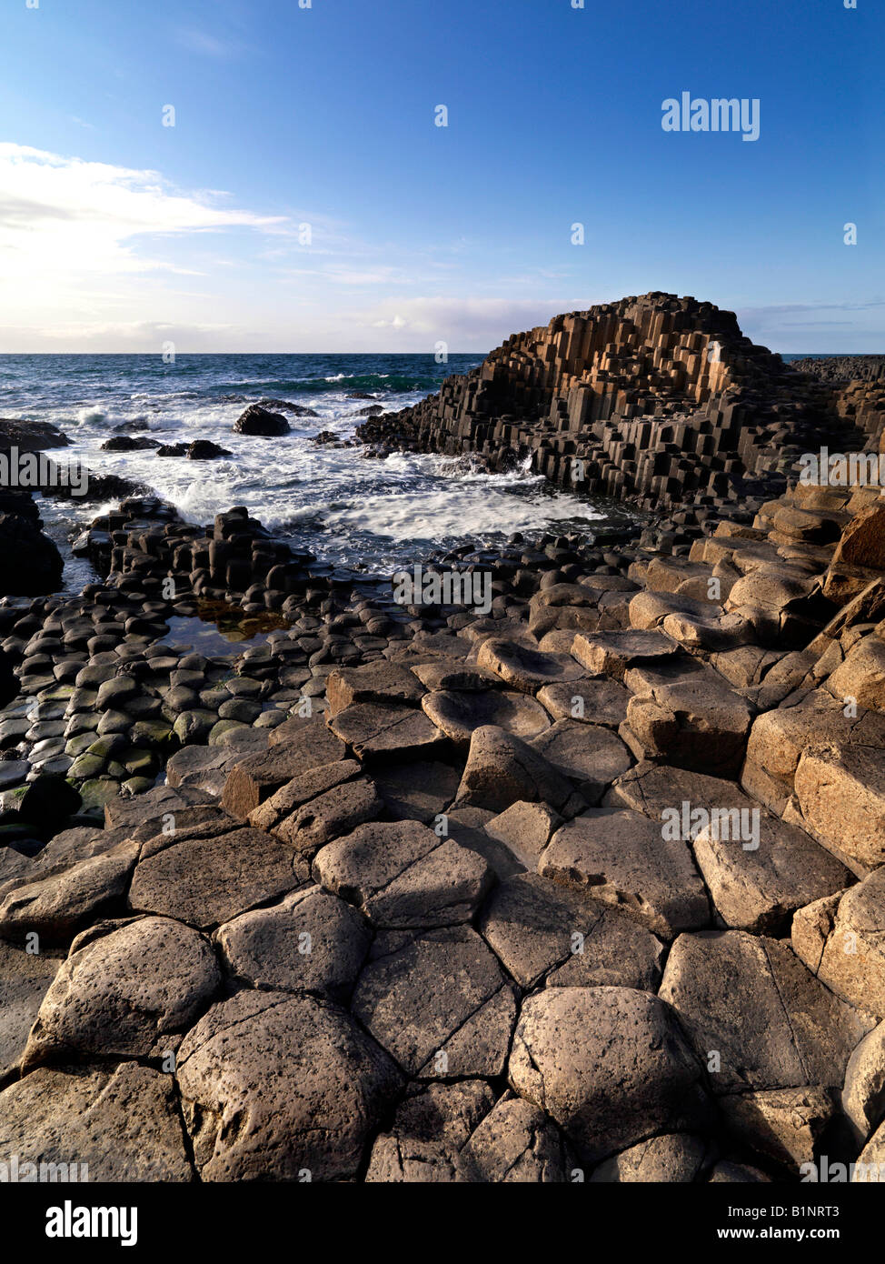 Le site du patrimoine mondial de l'UNESCO, Giants Causeway, North Coast, County Antrim, Irlande du Nord Banque D'Images