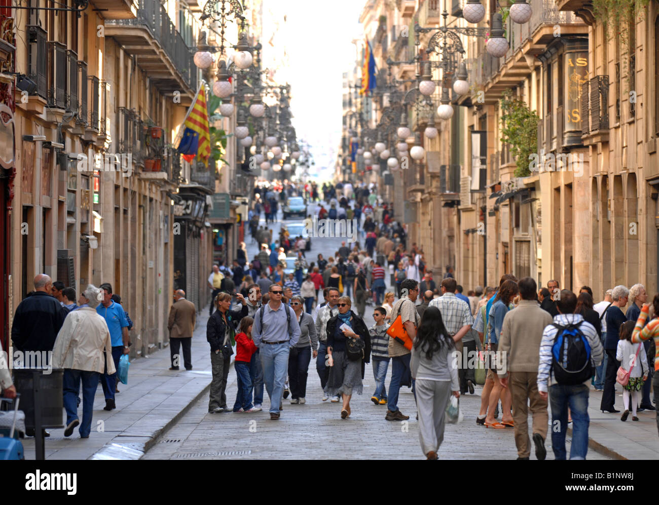 Rue de la ville de Barcelone, Espagne Banque D'Images