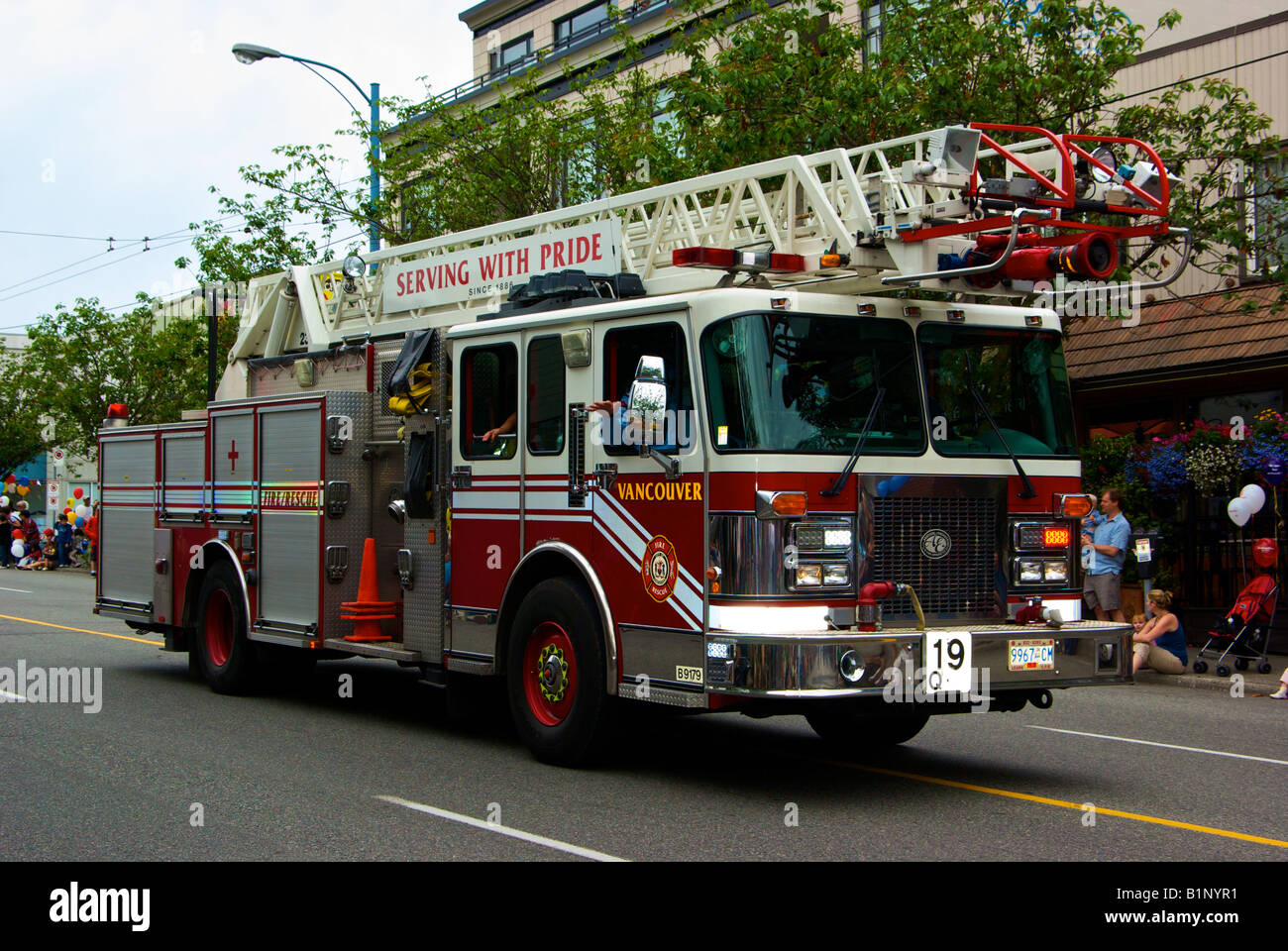 Camion de Pompiers à Point Grey Fiesta Day Parade festival communautaire de Vancouver Banque D'Images