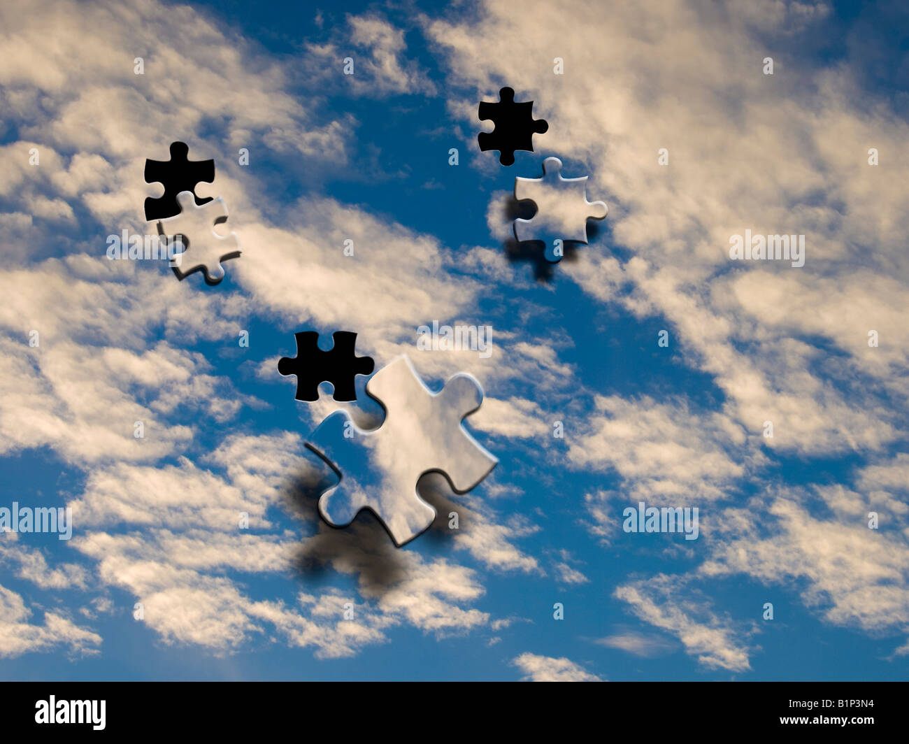 Ciel bleu image avec effet de puzzle Banque D'Images