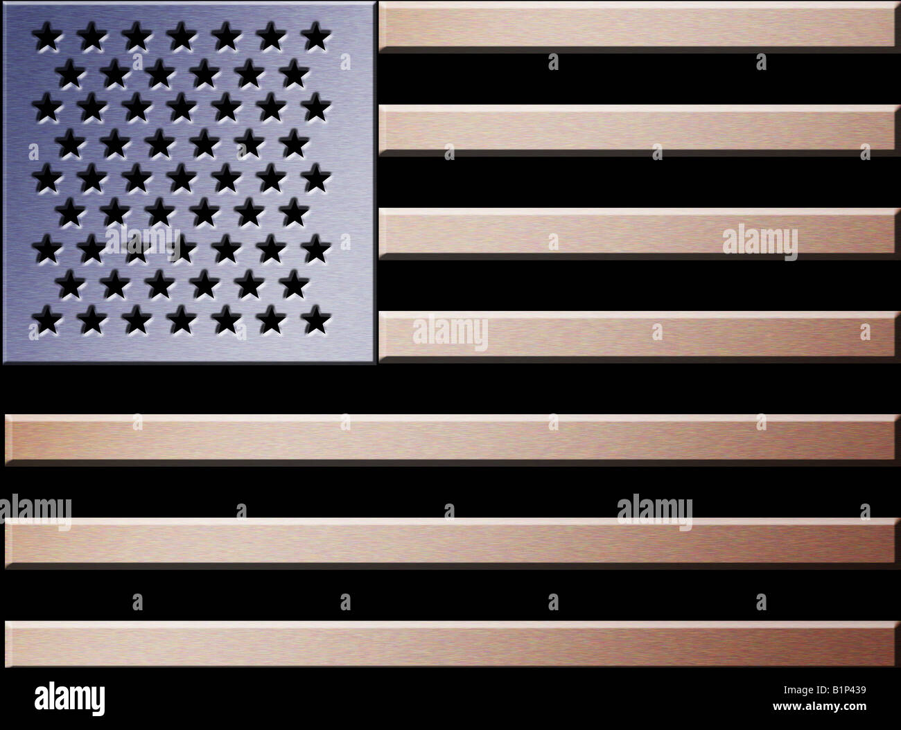 Illustration de l'effet métal brossé drapeau Américain Banque D'Images