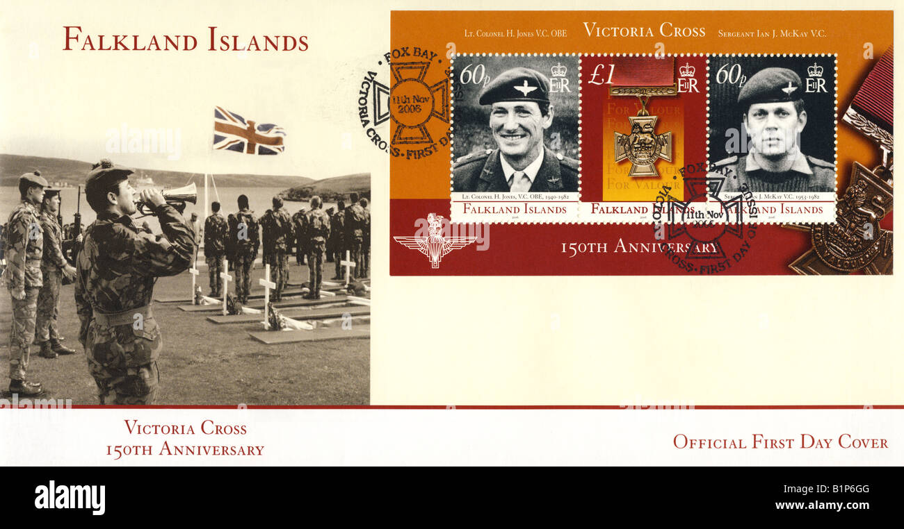 Îles Falkland 1er jour - Le 150e anniversaire de la Croix de Victoria Banque D'Images