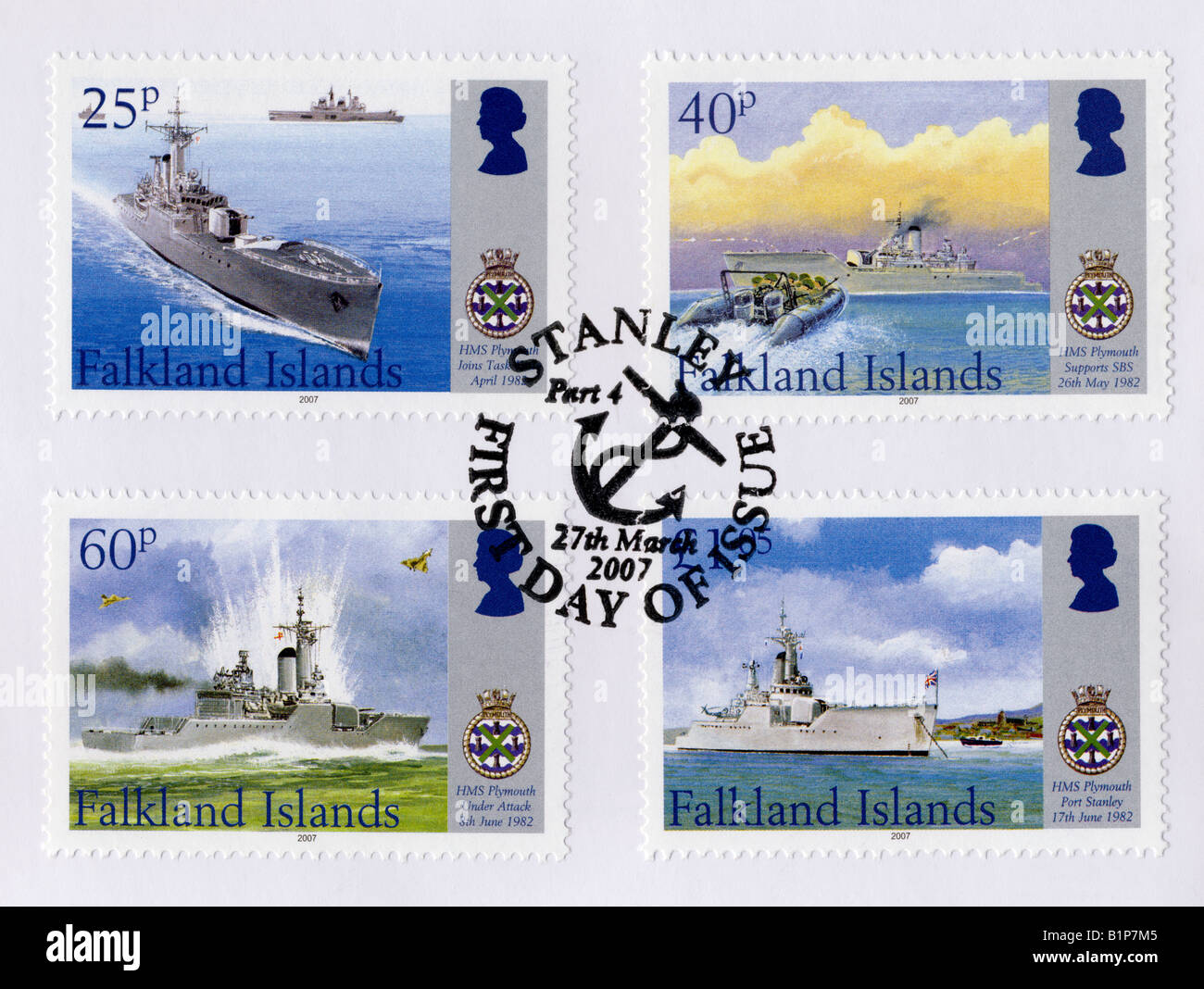 Îles Falkland 1er jour - Patrimoine maritime Banque D'Images