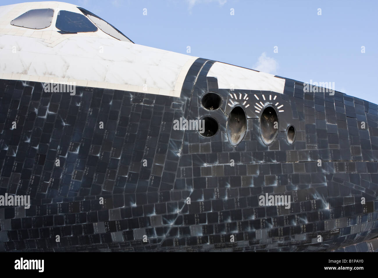 L'extrémité avant de l'article d'une navette spatiale à la John F Kennedy Space Center à Cape Canaveral en Floride Banque D'Images