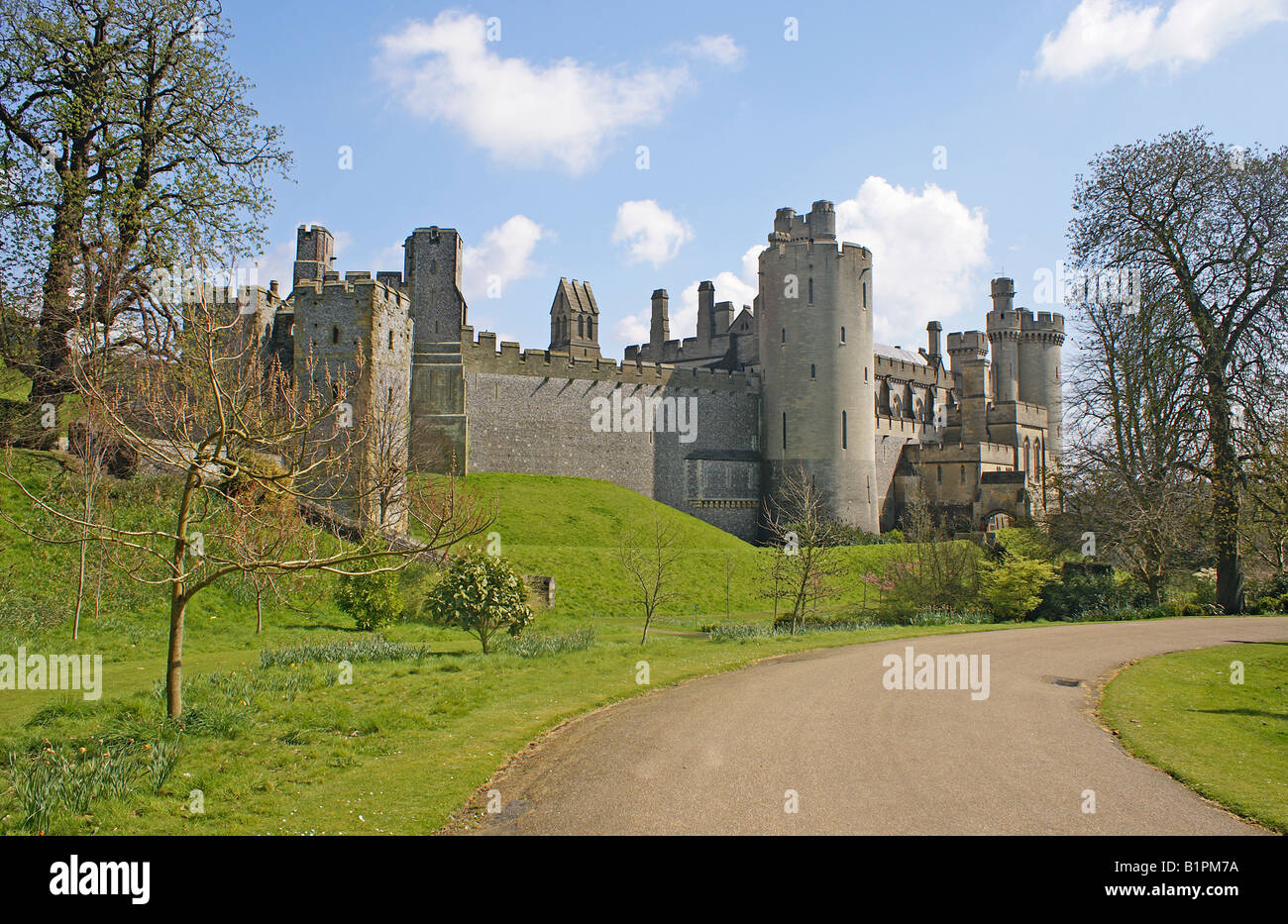 L'Aile Ouest et deux tours jumelles d'Arundel Castle dans le West Sussex Banque D'Images