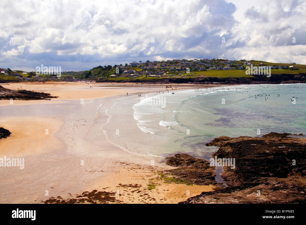 Plage de Polzeath Cornwall uk Banque D'Images