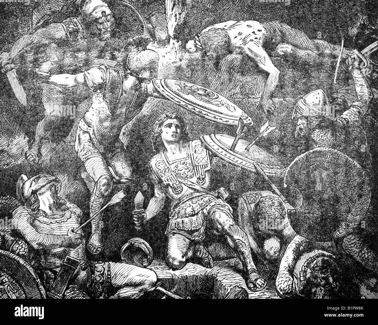 Leonidas et les Spartiates aux Thermophyles Banque D'Images
