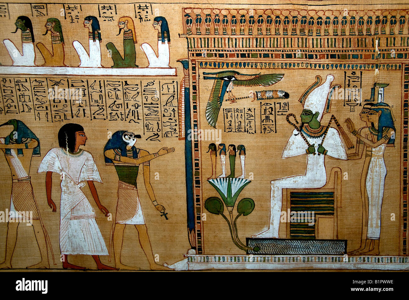 Arrêt scribe hunefer xixe Dynastie Thèbes BC 1280 Horus Isis Osiris Nephthys Egypte Musée Égyptien Banque D'Images