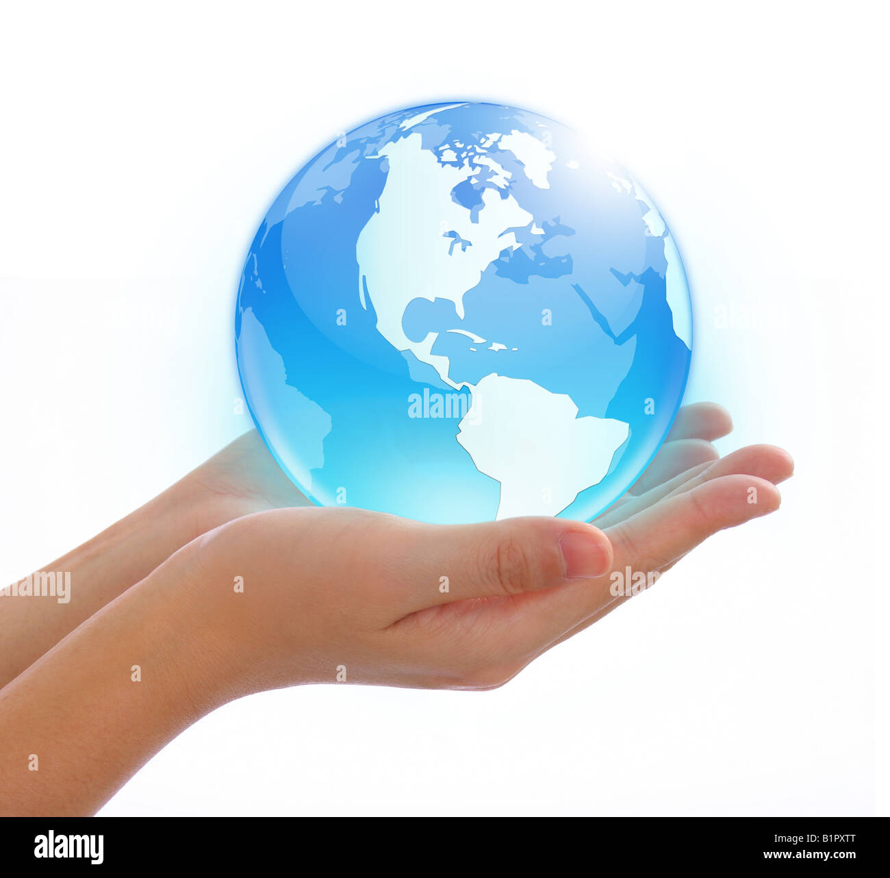 Photographie concept monde dans la main et global internet et d'affaires Banque D'Images