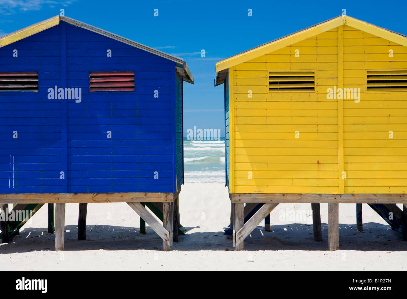 Cabines de plage à Muizenberg Western Cape Afrique du Sud Banque D'Images