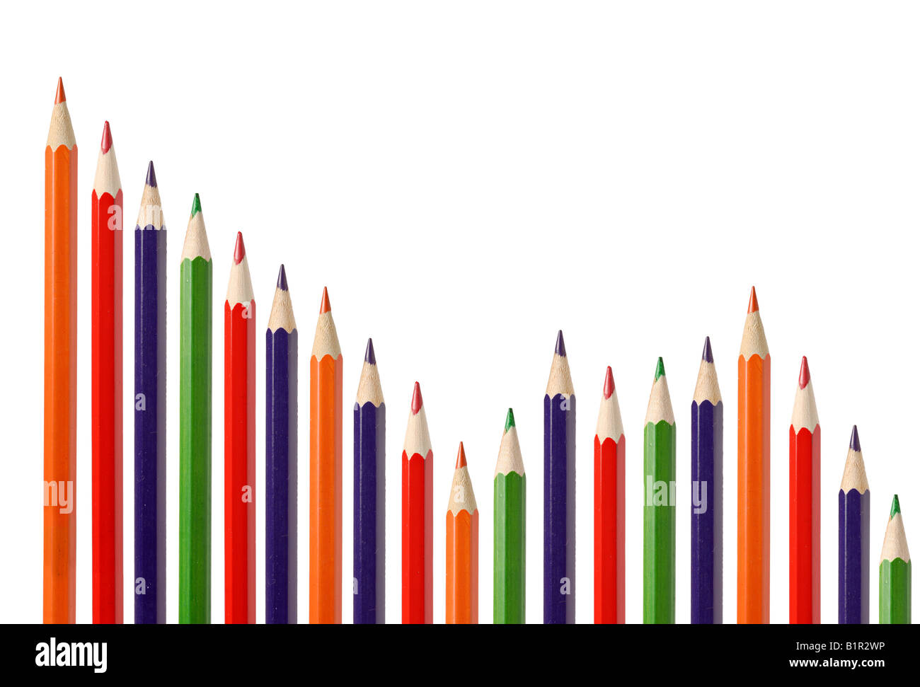 Graphique illustrant la diminution d'affaires composé de crayons Banque D'Images