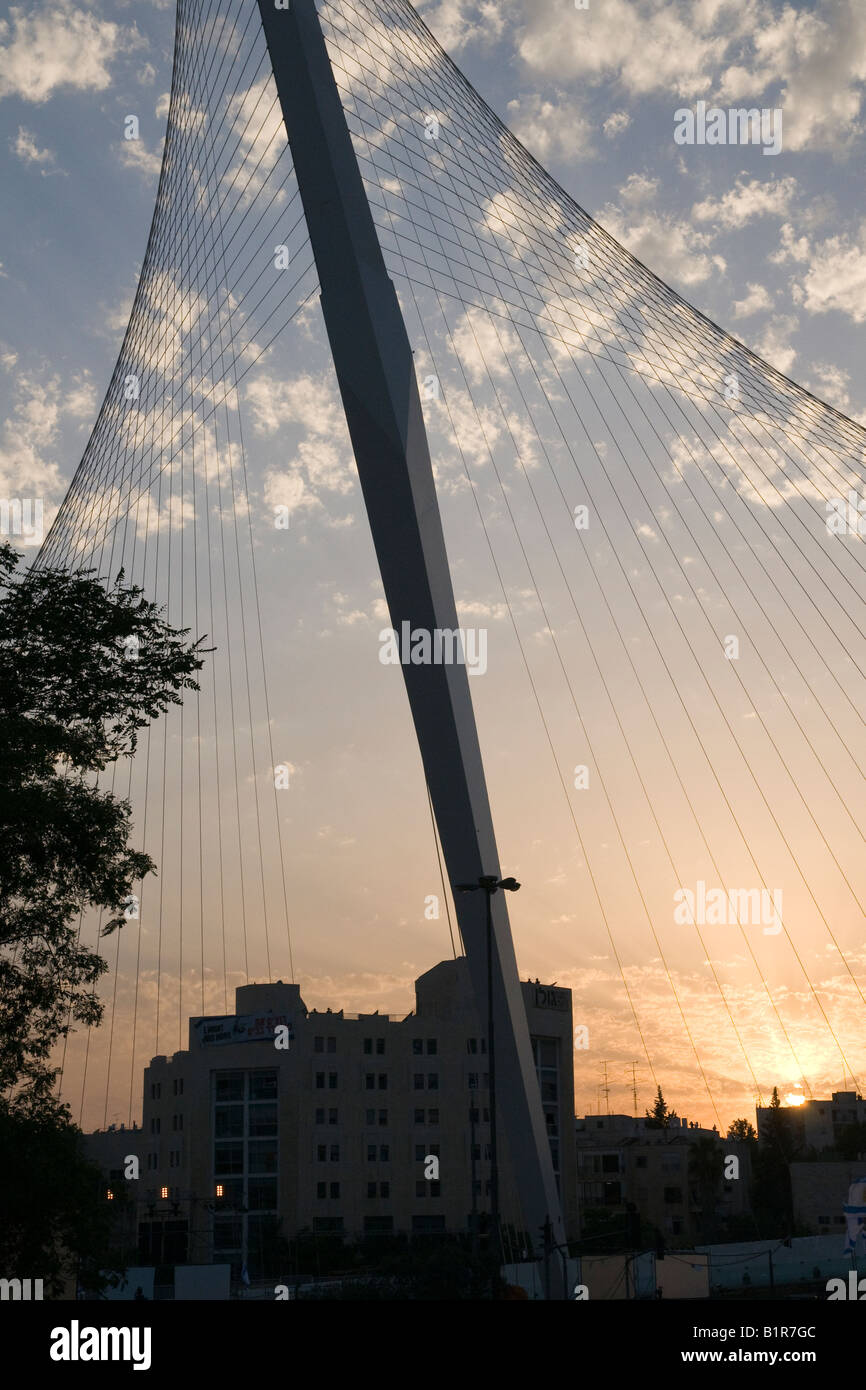 Israël Jérusalem String pont à l'entrée de la ville conçue par Santiago Calatrava Banque D'Images