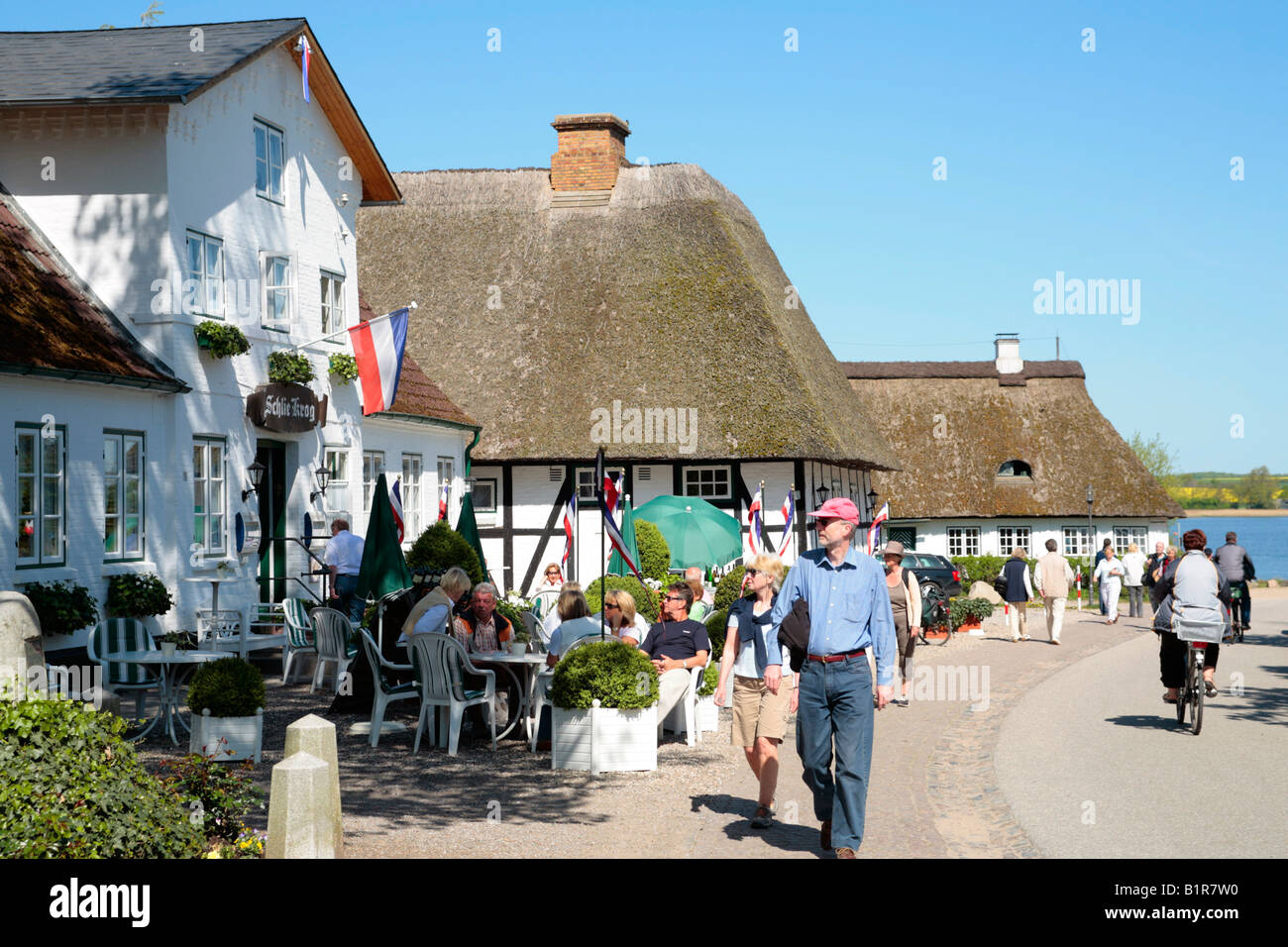Maisons d'Adobe à Sieseby à la mer Baltique Fjord Schlei dans le Nord de l'Allemagne Banque D'Images