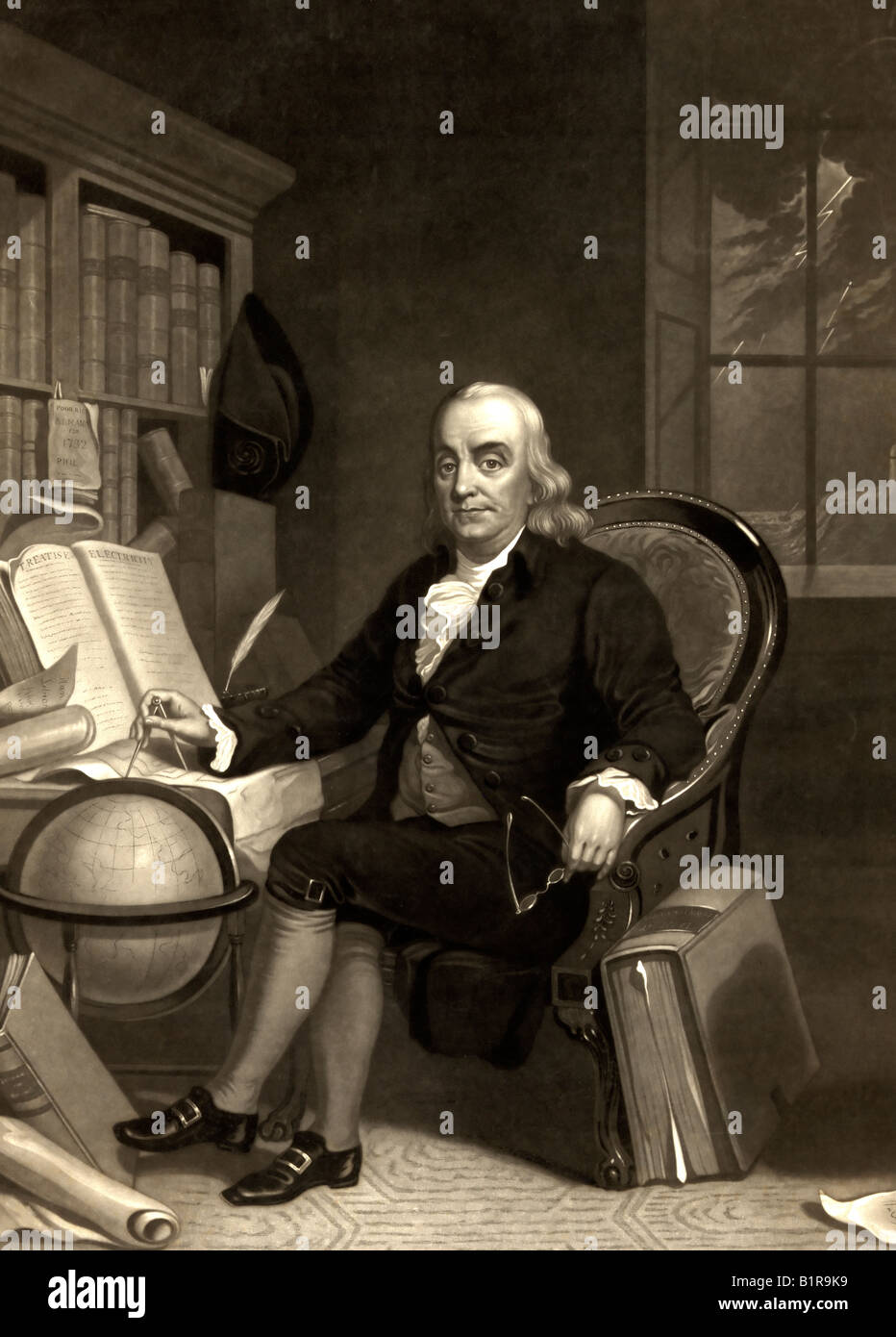 Benjamin Franklin, l'inventeur américain, révolutionnaire et homme d'État Banque D'Images
