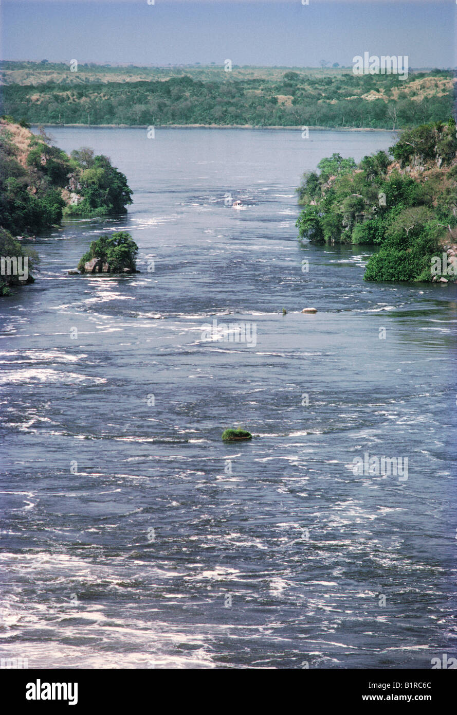 En regardant le Nil depuis le sommet de l'Afrique de l'Est Ouganda Murchison Falls Banque D'Images