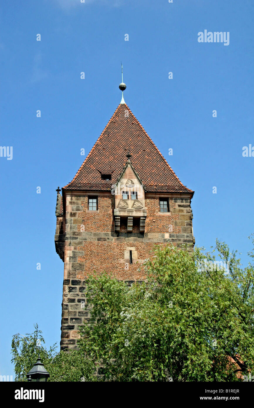 Maennereisen Schuldturm, les débiteurs prison tower, construit 1323 sous la supervision de Maître Conrad Stromer, Nuremberg, Mi Banque D'Images