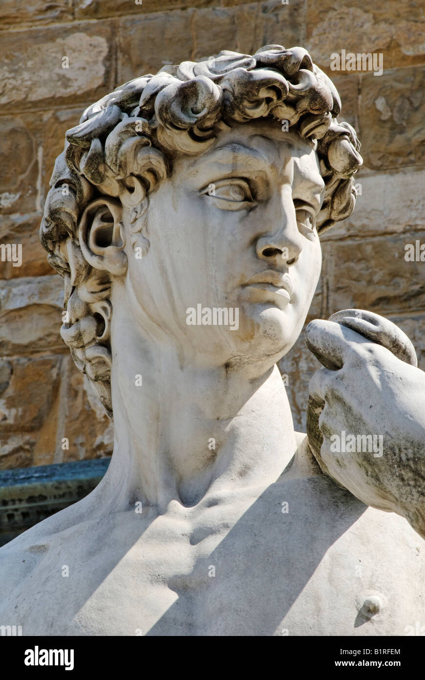 Détail de la Renaissance statue de David de Michel-Ange Buonarroti, Florence, UNESCO World Heritage Site, Toscane, Italie, Eur Banque D'Images