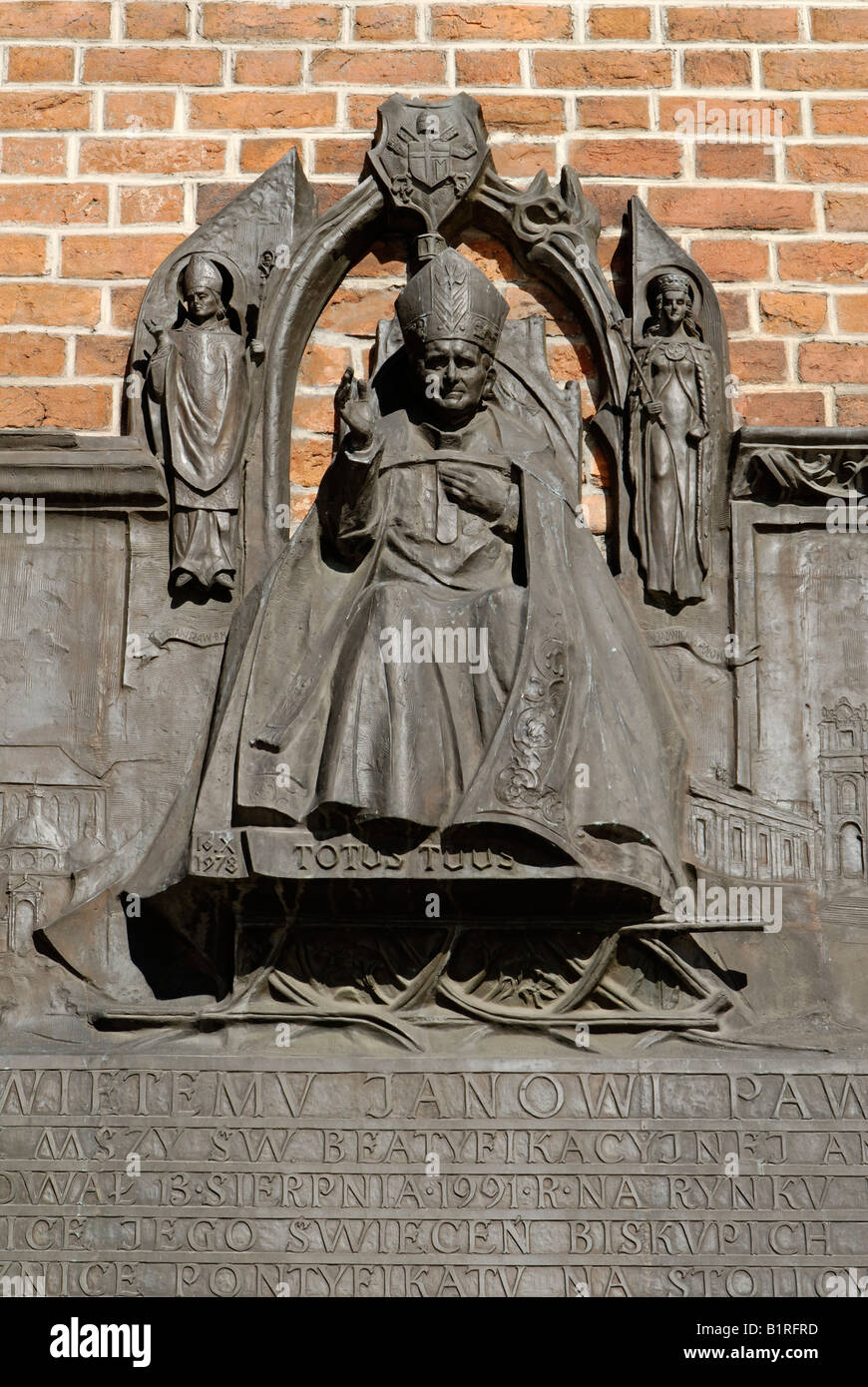 Plaque commémorative pour le Pape Jean Paul II, Site du patrimoine mondial de l'UNESCO, Cracovie, Pologne, Europe Banque D'Images