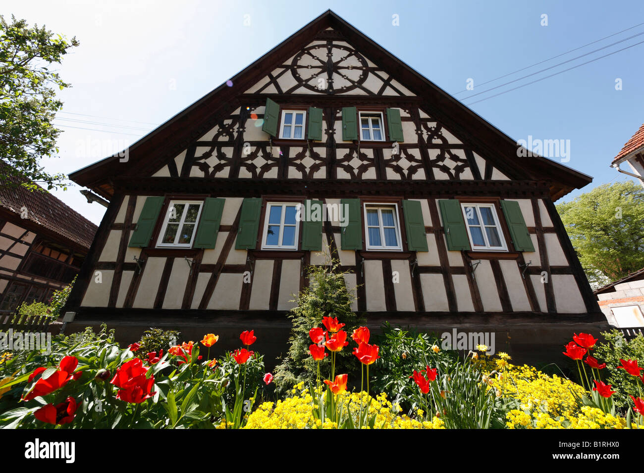 Maison avec un jardin en Unteressfeld Bad Königshofen, près de Hassberge, Roehn-grabfeld, en Basse-franconie, B Banque D'Images