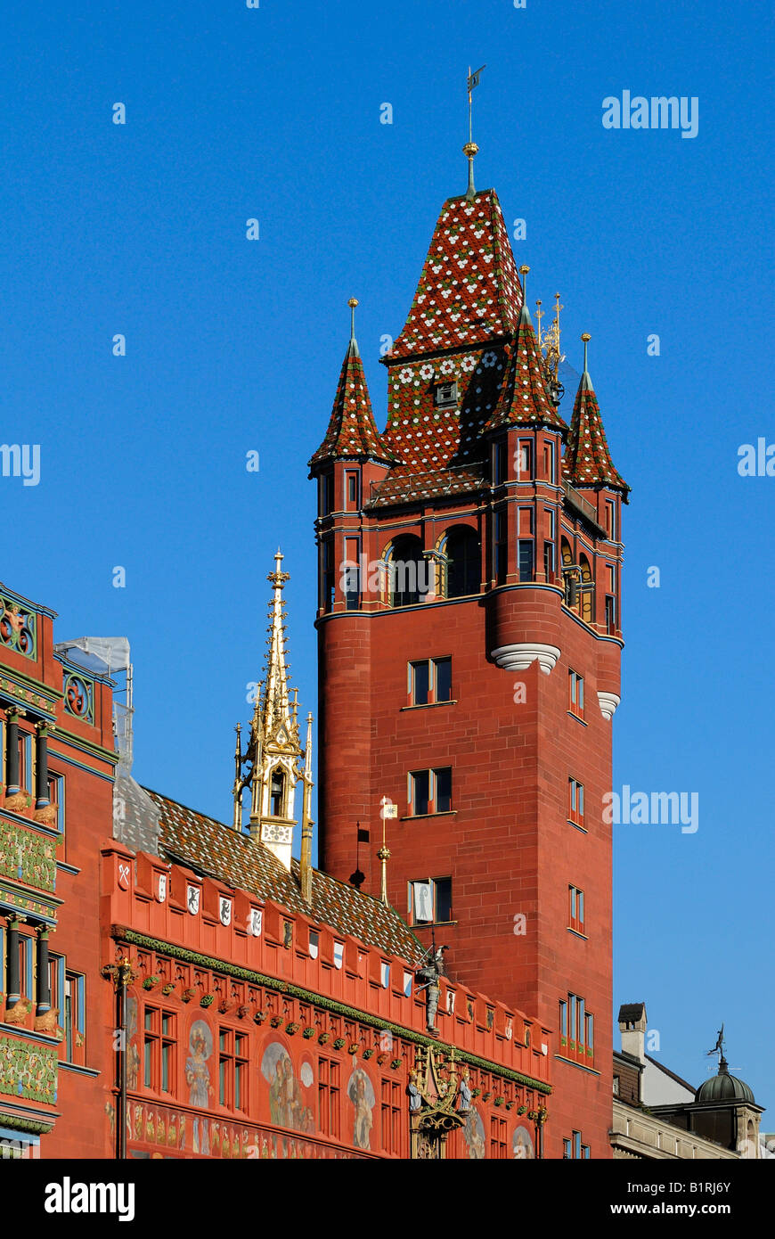 Détail, la cathédrale de Bâle, Bâle, Canton de Baselstadt, Suisse, Europe Banque D'Images