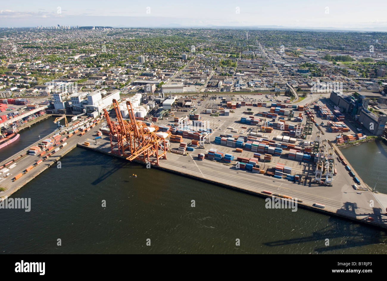 Port à conteneurs à Vancouver, Colombie-Britannique, Canada, Amérique du Nord Banque D'Images