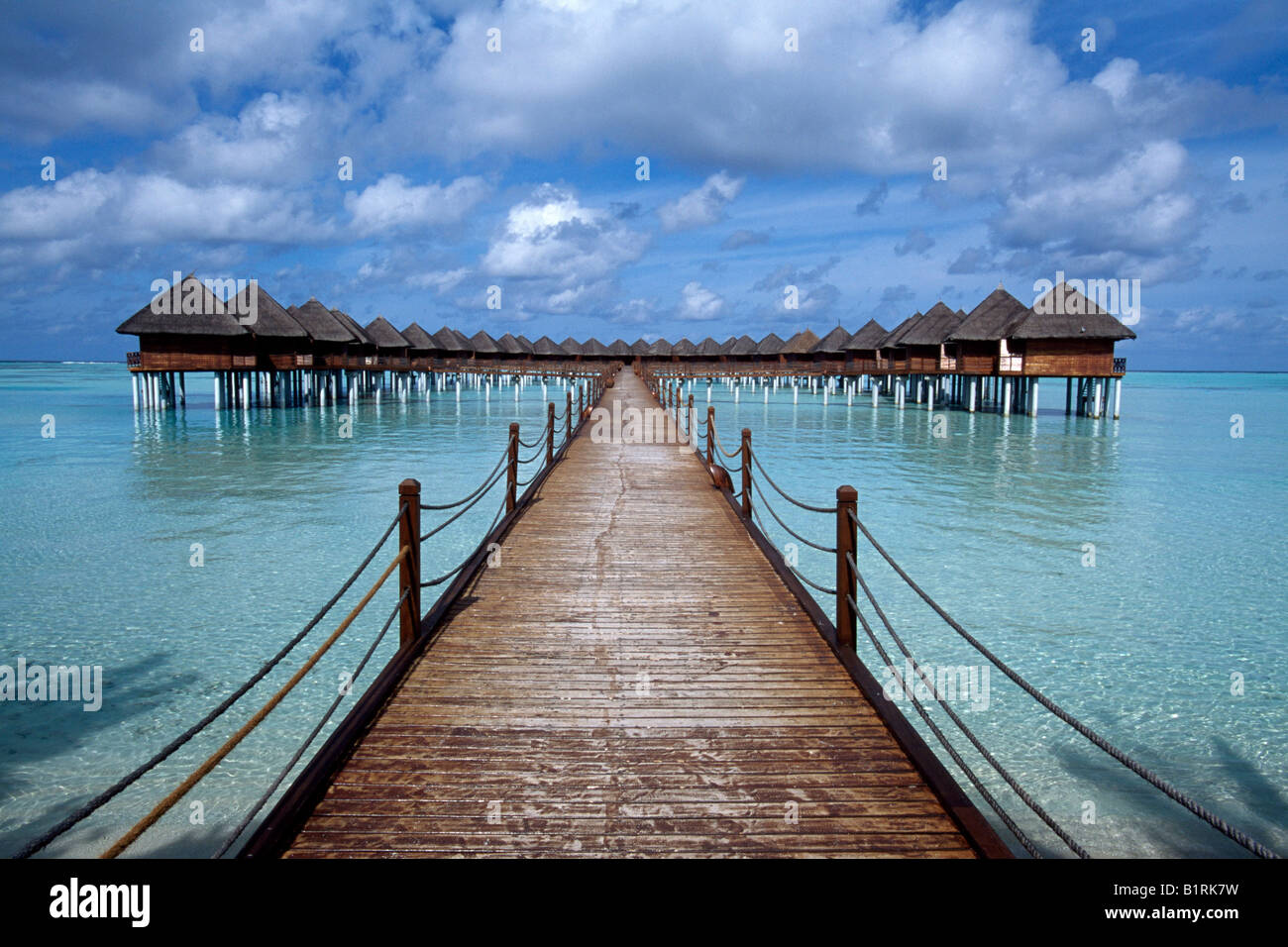 Luxury Resort, Atoll Olhuveli, au sud, aux Maldives Banque D'Images