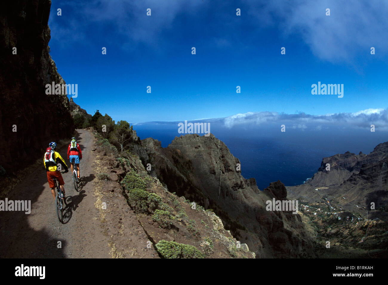 Mountain biker, Alojera, La Gomera, Canary Islands Banque D'Images