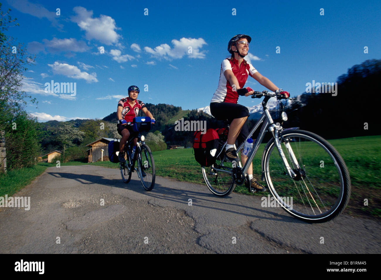 Deux biker, Bavière, Allemagne Banque D'Images