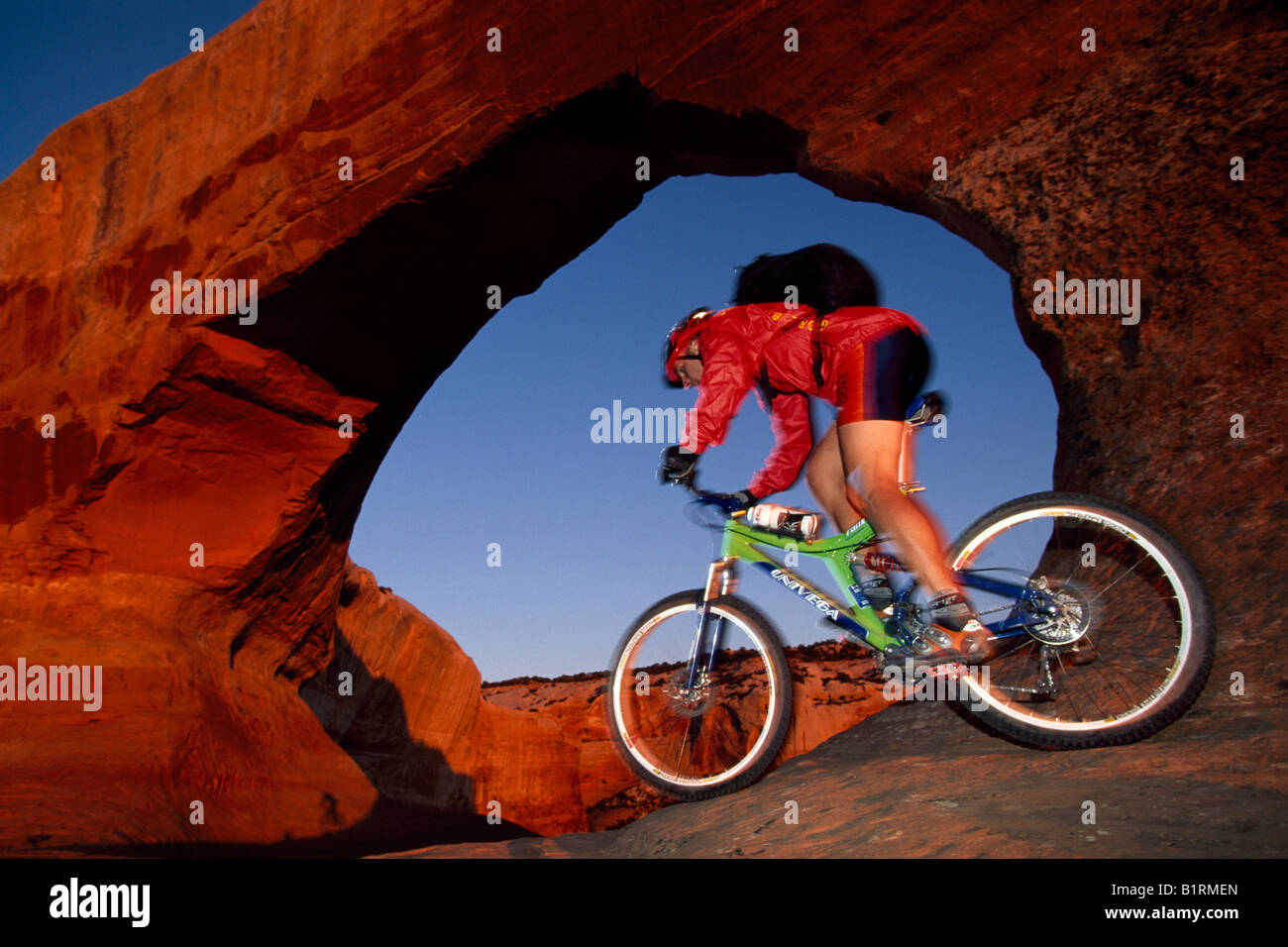 Mountain biker, Moab, Utah, USA Banque D'Images